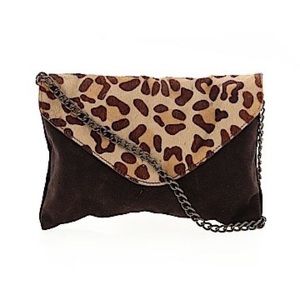 J Crew Leopard calf hair bag
